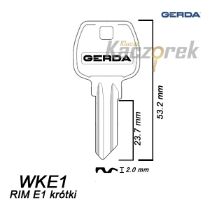Gerda 035 - klucz surowy - WKE1 / RIM E1 krótki